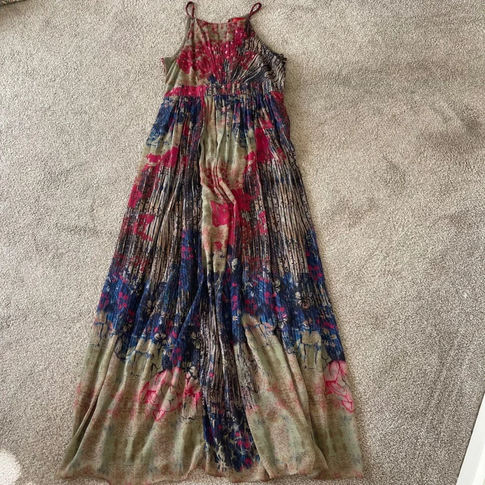 Anthropologie Bhanuni by Jyoti Abstracted Floral Maxi Dress M Sequin Details - Picture 6 of 10